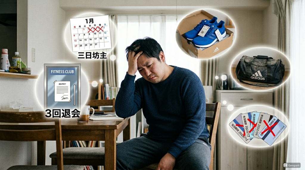 運動が続かない男性
三日坊主
ジム退会経験がある